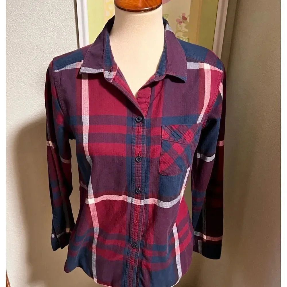 EUC Eddie Bauer Long Sleeve Flannel Shirt Size Medium #226
